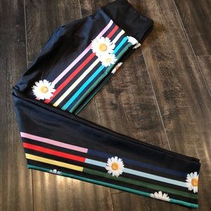 Goldsheep rainbow daisy stripe leggings